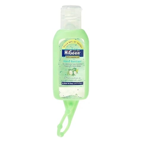 HiGeen Hand Sanitizer Anti-Bacterial Green Tea and Cucumber With Holder 50 Ml