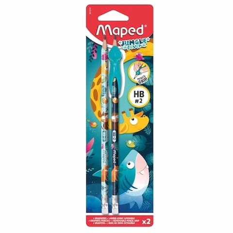 Maped Pencils With Finger Holder And Eraser On The Top 2 Pencils