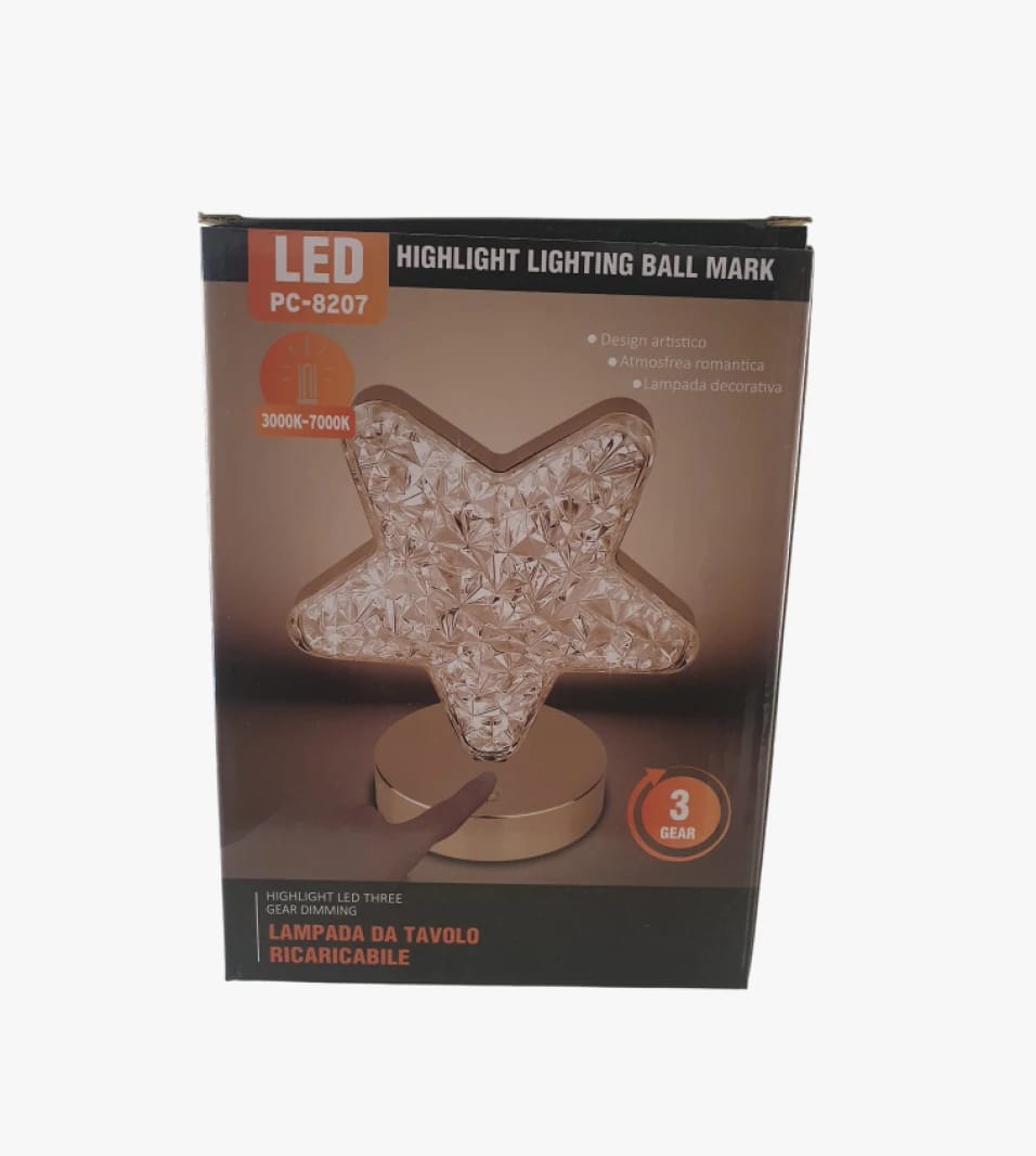 Highlight Lighting Star Design LED Desktop Lamp for Romantic Atmosphere, Rechargeable, Ideal for Home and Hotel Decor