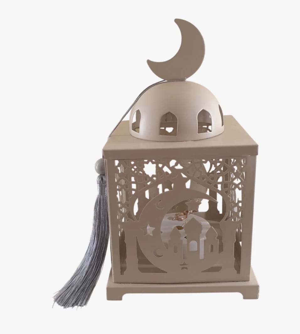Ramadan Lantern with Islamic Patterns and Crescent Moon for Home Decor & Luxurious Gifts on Special Occasions