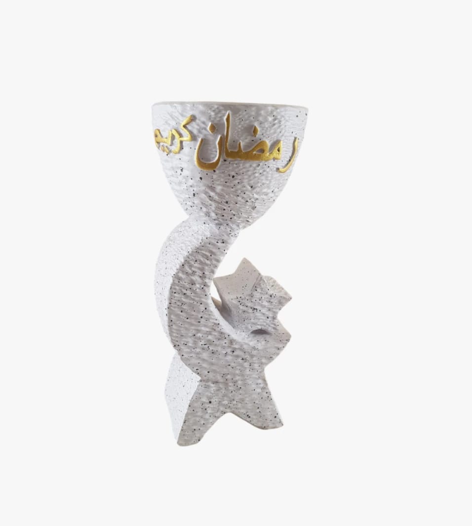 Elegant Incense Burner - Ramadan Kareem - Crescent and Star Ceramic Holder for Home Fragrance
