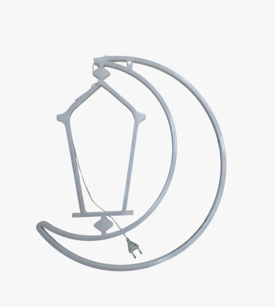 Neon Decorative Lamp with Moon and Lantern Design by Decor Brand, Perfect for Indoor Decor and Special Occasions Use