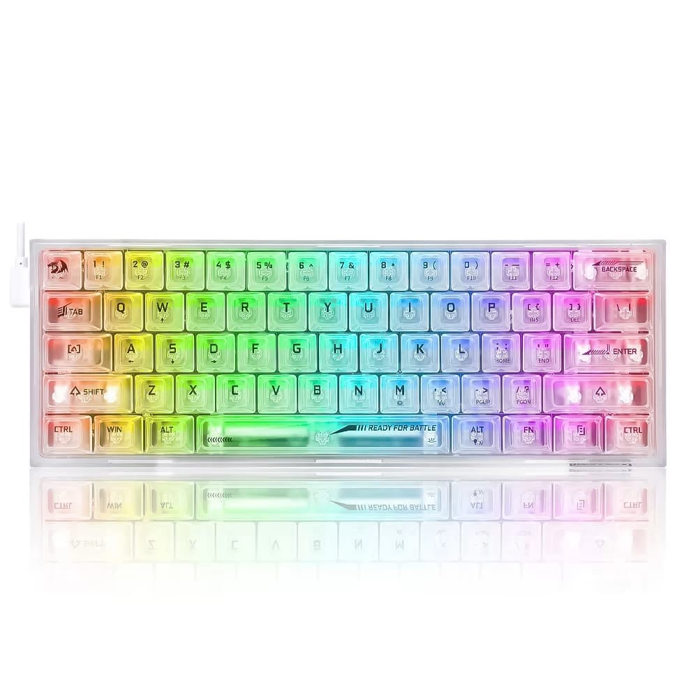 Redragon K617 CT Mechanical Gaming Keyboard – Transparent 60% RGB Keyboard with 61 Keys and Custom Linear Switches
