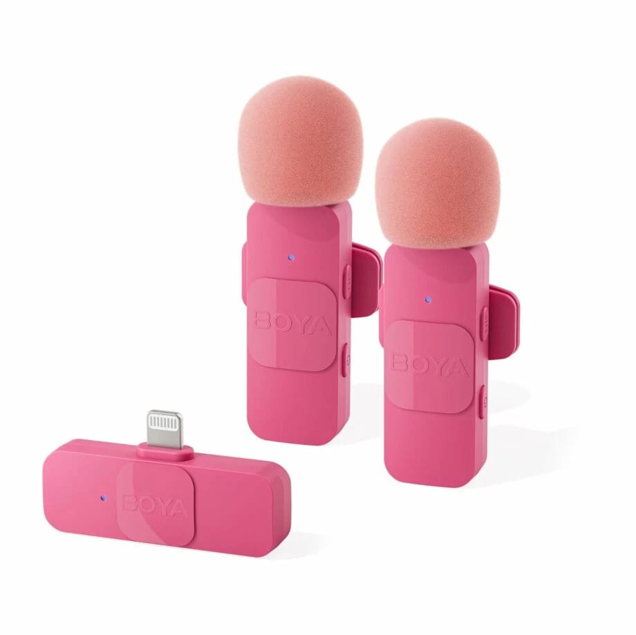Boya BY-V2 Ultracompact Lightning Dual Wireless Microphones System – Pink