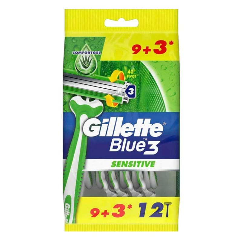 Gillette Razor Blue3 Sensitive Disposable Razors 12pcs