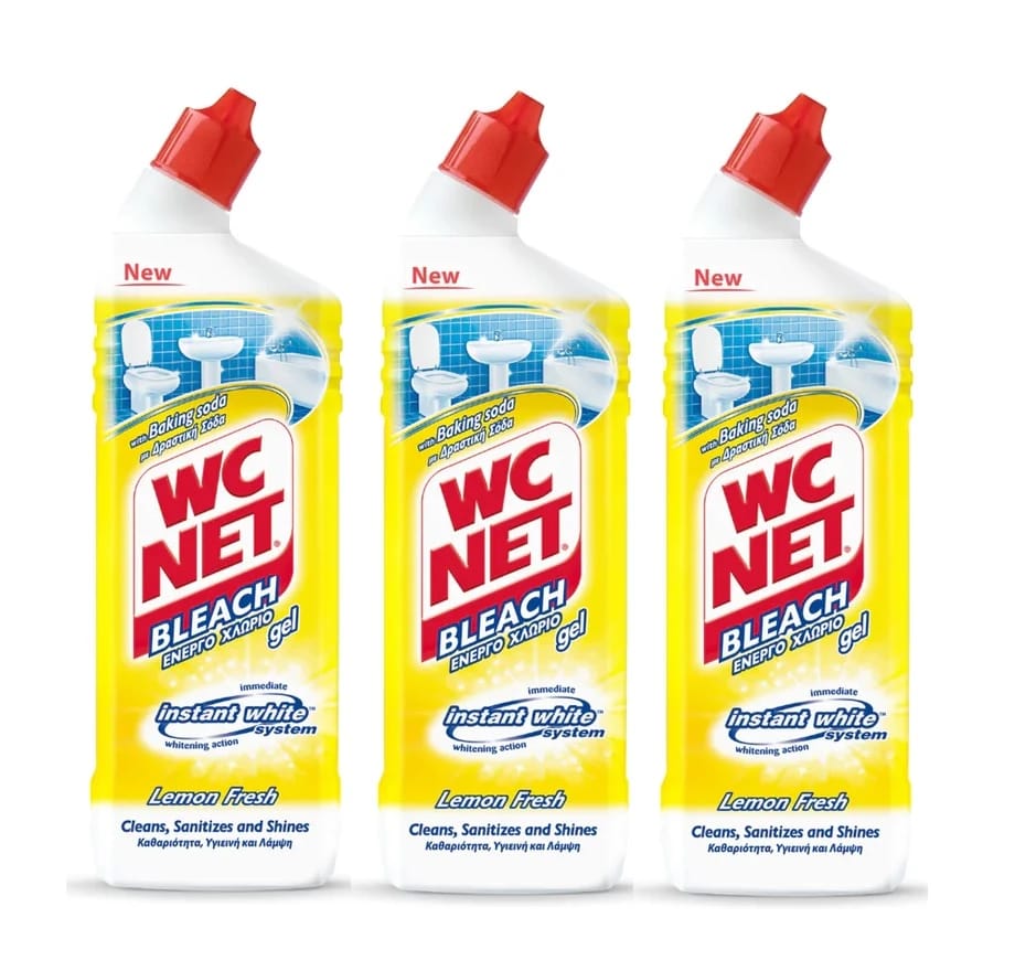 WC NET Bathroom Cleaner Gel Lemon 750ml 2+1 Free