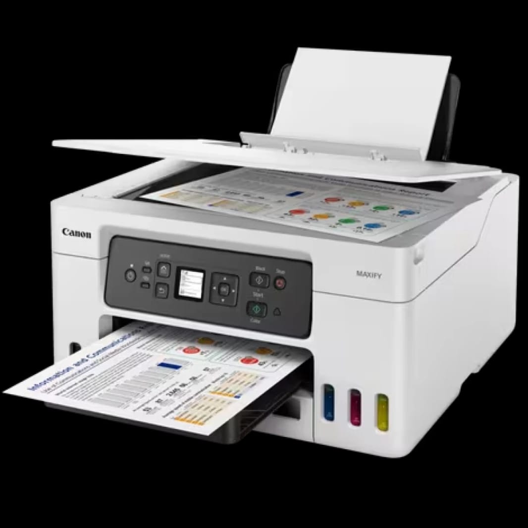 Canon MAXIFY GX3040 Wireless 3-in-1 Refillable MegaTank Inkjet Printer, ideal for small businesses needing cost-effective, high-speed printing, White