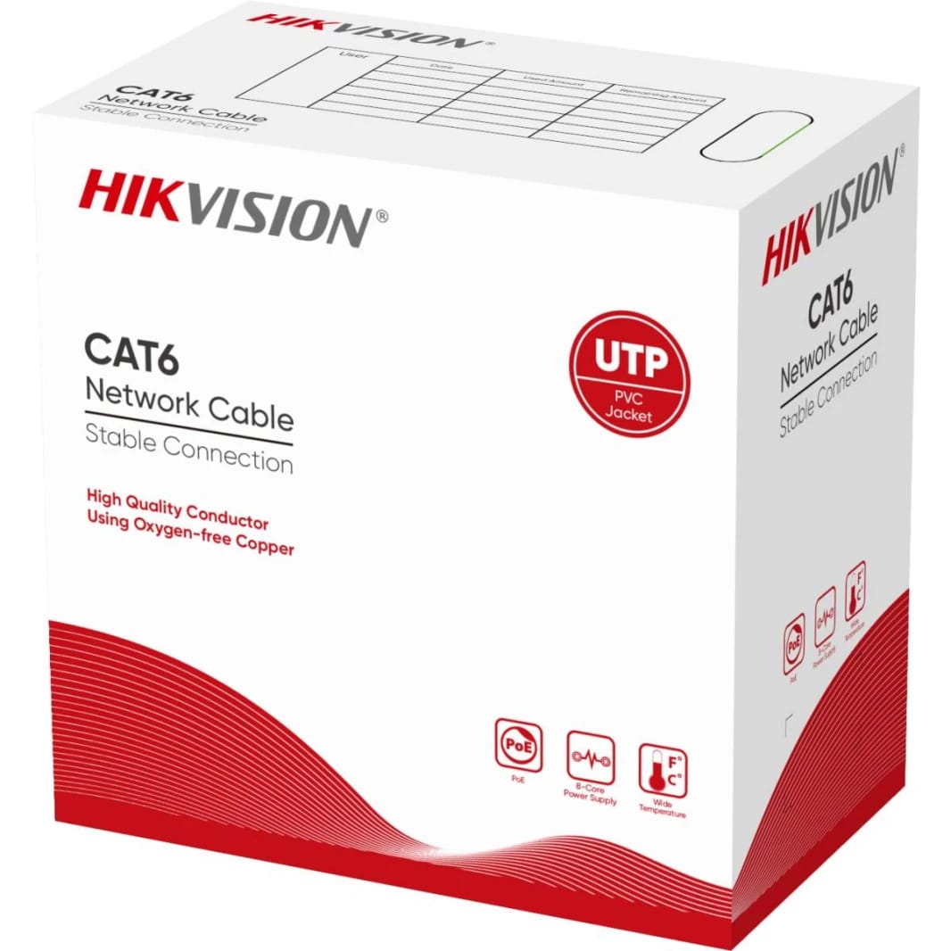 Hikvision 305 m CAT6 UTP Network Cable (Solid Copper, 0.55 mm) - Orange