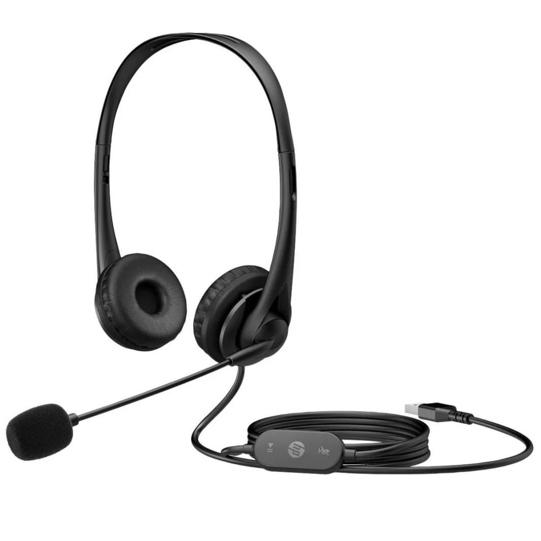HP Stereo USB Headset G2 Wired On-Ear Binaural Noise-Cancelling Microphone In-Line Volume & Mute Controls Works With Chromebook (428K6AA)