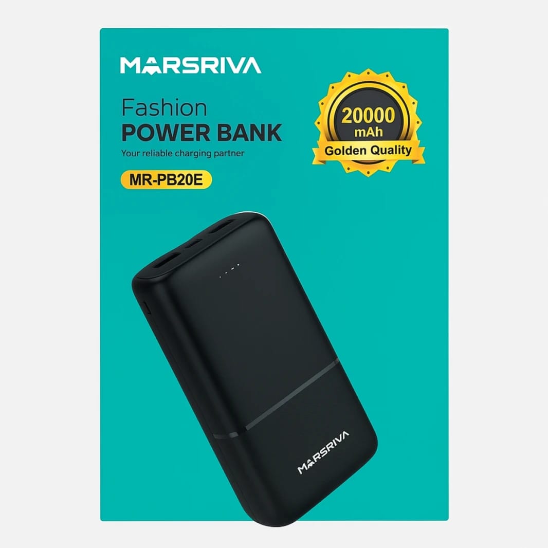 MARSRIVA 20000mAh Fashion Power Bank - Black