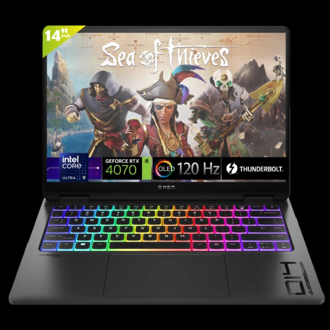 Laptop HP OMEN Transcend Gaming Lightweight Laptop 14-fb0000ne Intel Core™ Ultra 9 185H Ai Boost NVIDIA GeForce RTX 4070 8GB GPU 14" 3K (2880 x 1800), OLED 120Hz - Black