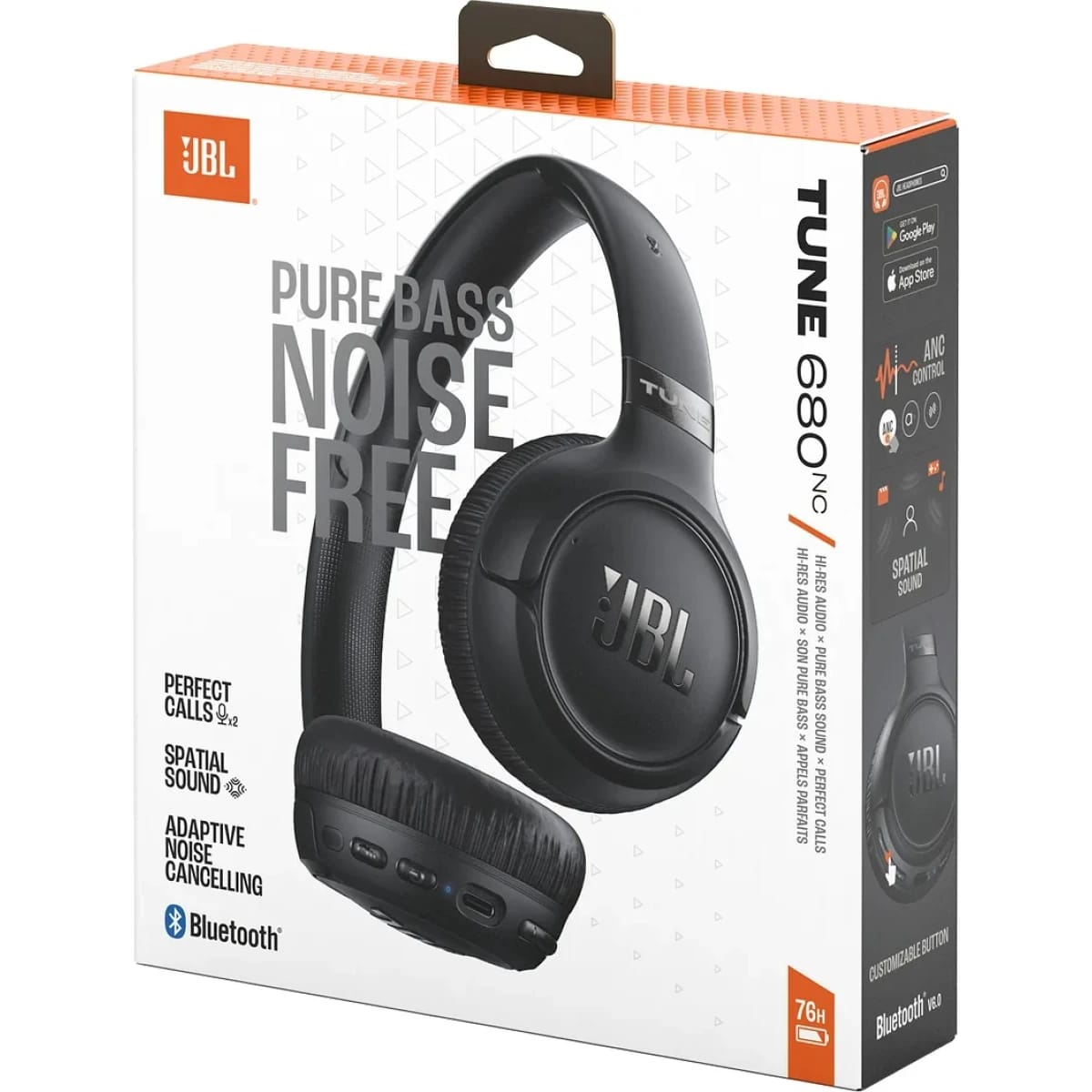 JBL Tune 680 NC Wireless On-Ear Bluetooth Headphones with Adaptive Noise-Cancelling Technology, Smart Ambient, 76-Hour Battery Life and Google Fast Pair/Microsoft Swift Pair, Black