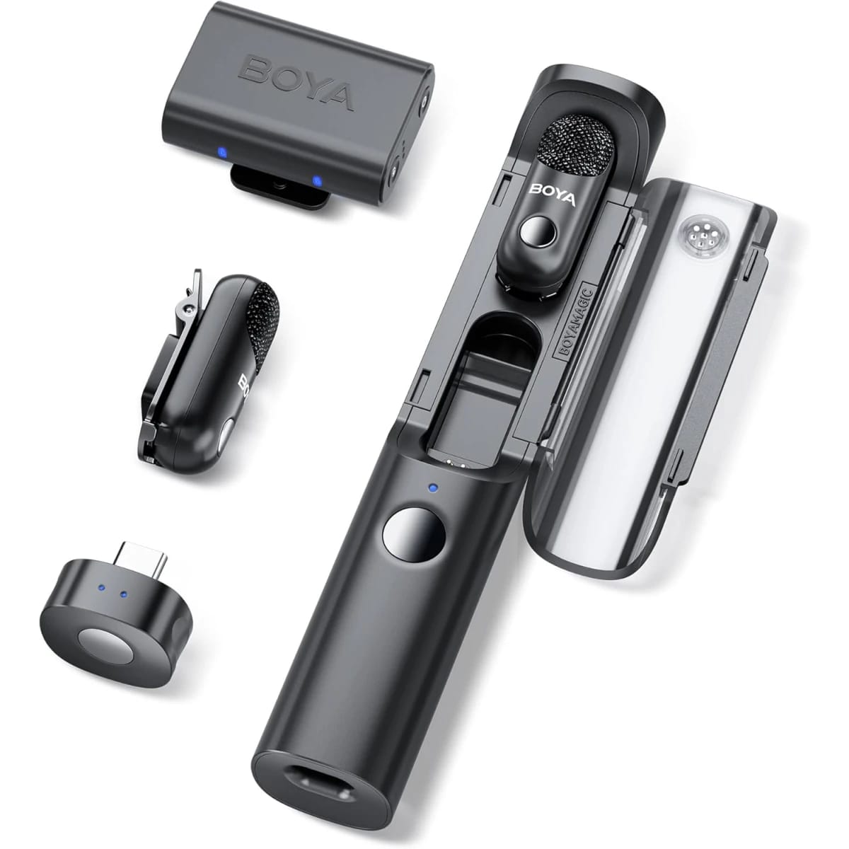 BOYA Magic-03 Wireless Lavalier Microphone, 30Hrs Battery, 328FT LOS Range, Safety Track &Limiter, Portable Wireless Mini Lapel mic for USB Type-C Android iPhone 16/15 Camera Camcorder Vlog Podcast