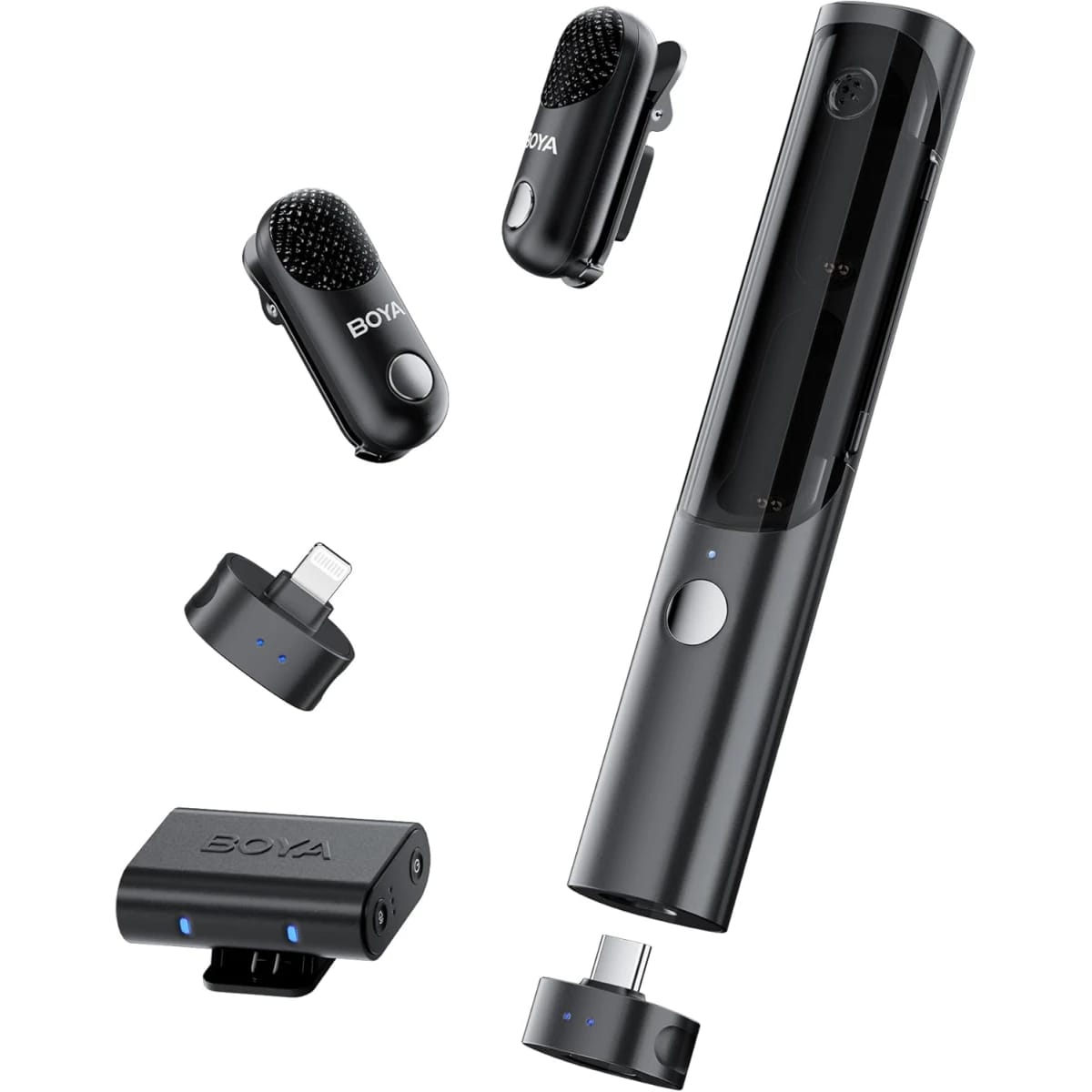 BOYA Magic-02 (USB-C/Lightning/3.5mm) Wireless Lavalier Microphone, 30Hrs Battery,328FT LOS Range,Safety Track&Limiter,4-in1 Mini Lapel Wireless Mic for Android iPhone Camera Laptop PC, Ai Noise Reduction for TikTok YouTube