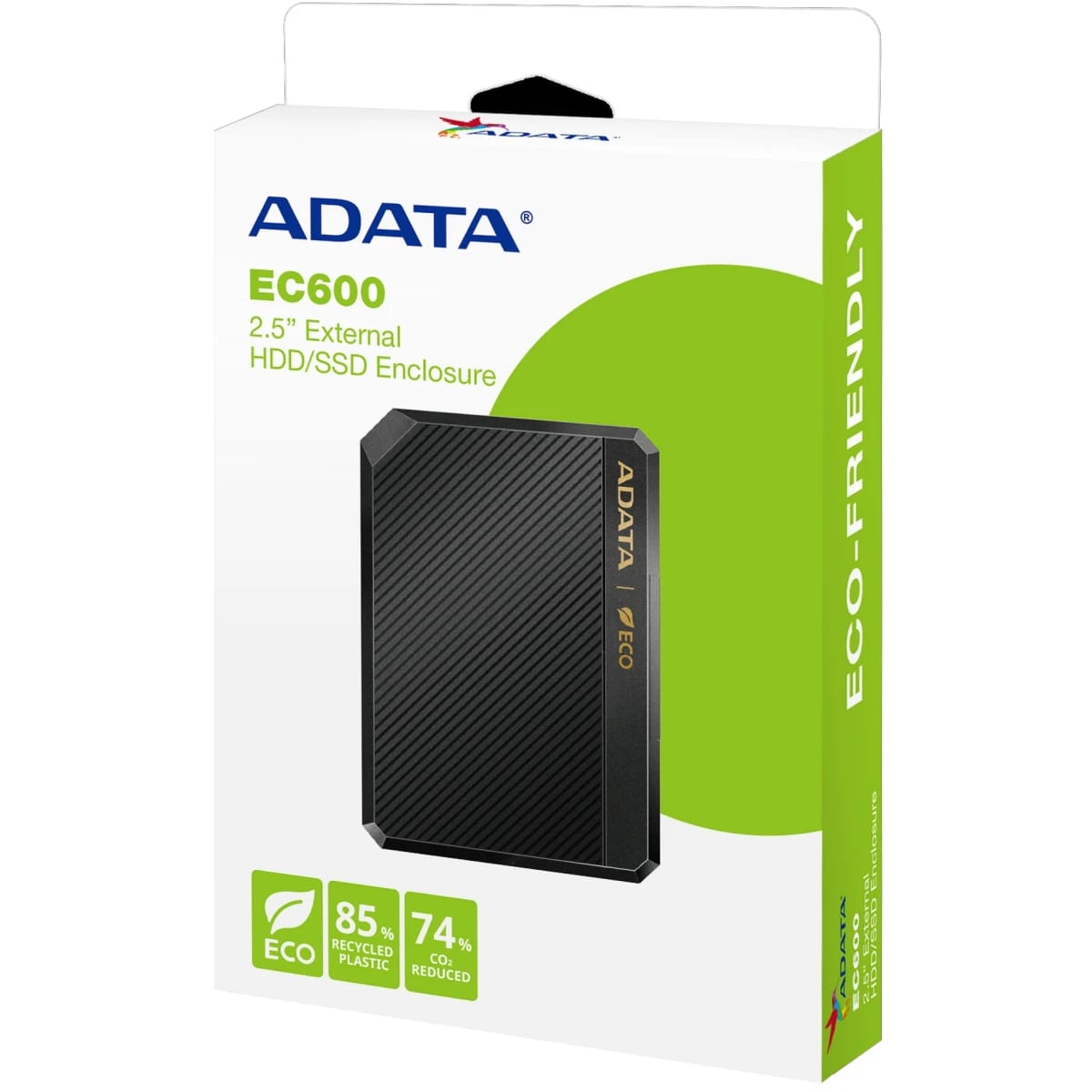 أديتا EC600 حاوية خارجية لهارد ديسك/SSD 2.5 بوصة واجهة USB 3.2 Gen2 (10Gbps) قفل أمان سهل الاستخدام، أسود