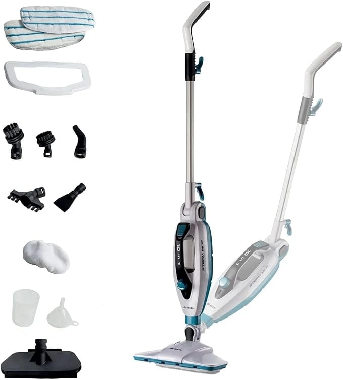 Ariete Steam Mop 4175 Multi-Purpose 10-in-1, 1500W, 350ml Tank, Removes Up to 99% of Bacteria, Suitable for All Floor Types, Continuous Steam Up to 18 Minutes with Unlimited Freedom