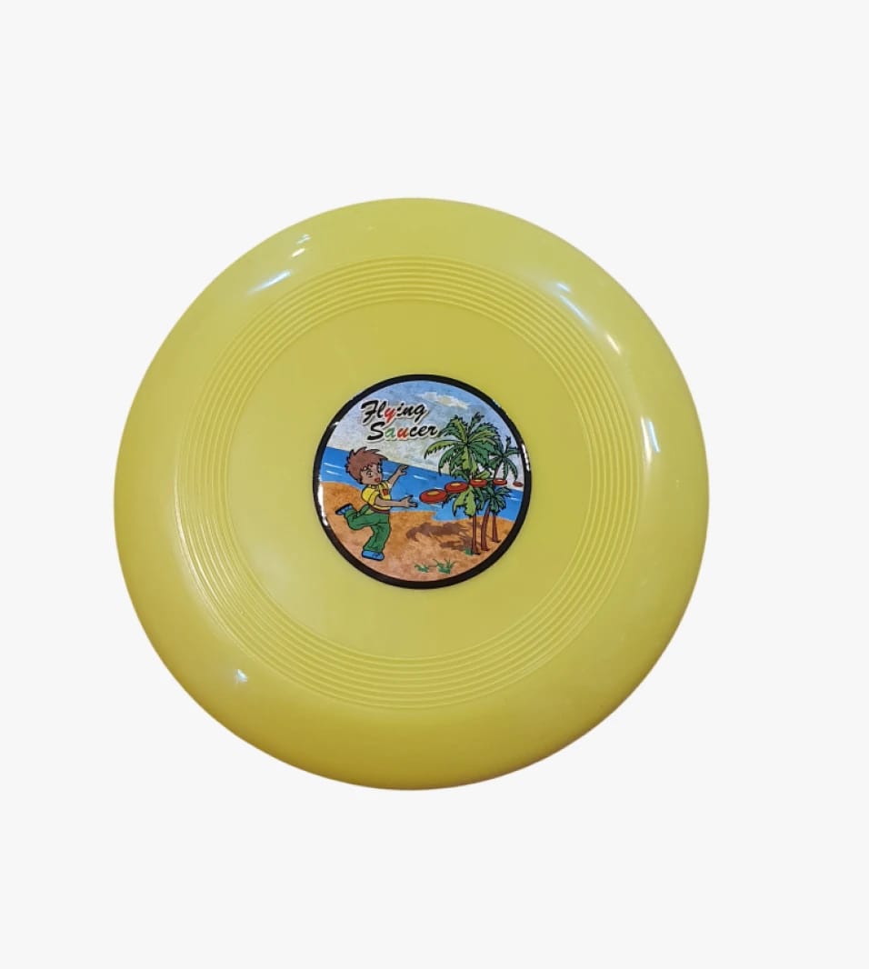 Flying Saucer Children's Frisbee Toy with Colorful Palm Beach Design for Fun and Enjoyment