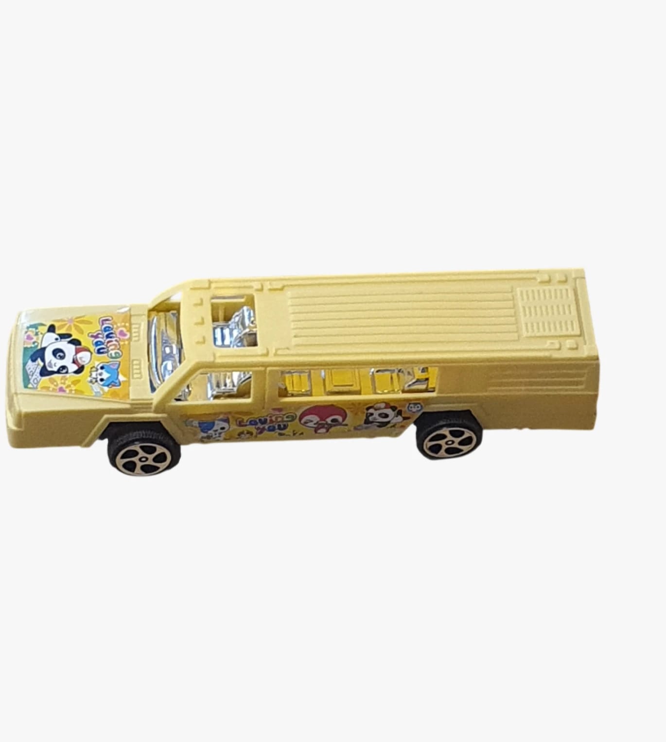 Large Yellow Toy Car for Kids with Panda and Little Animals Design, Perfect for Fun Playtime Activities