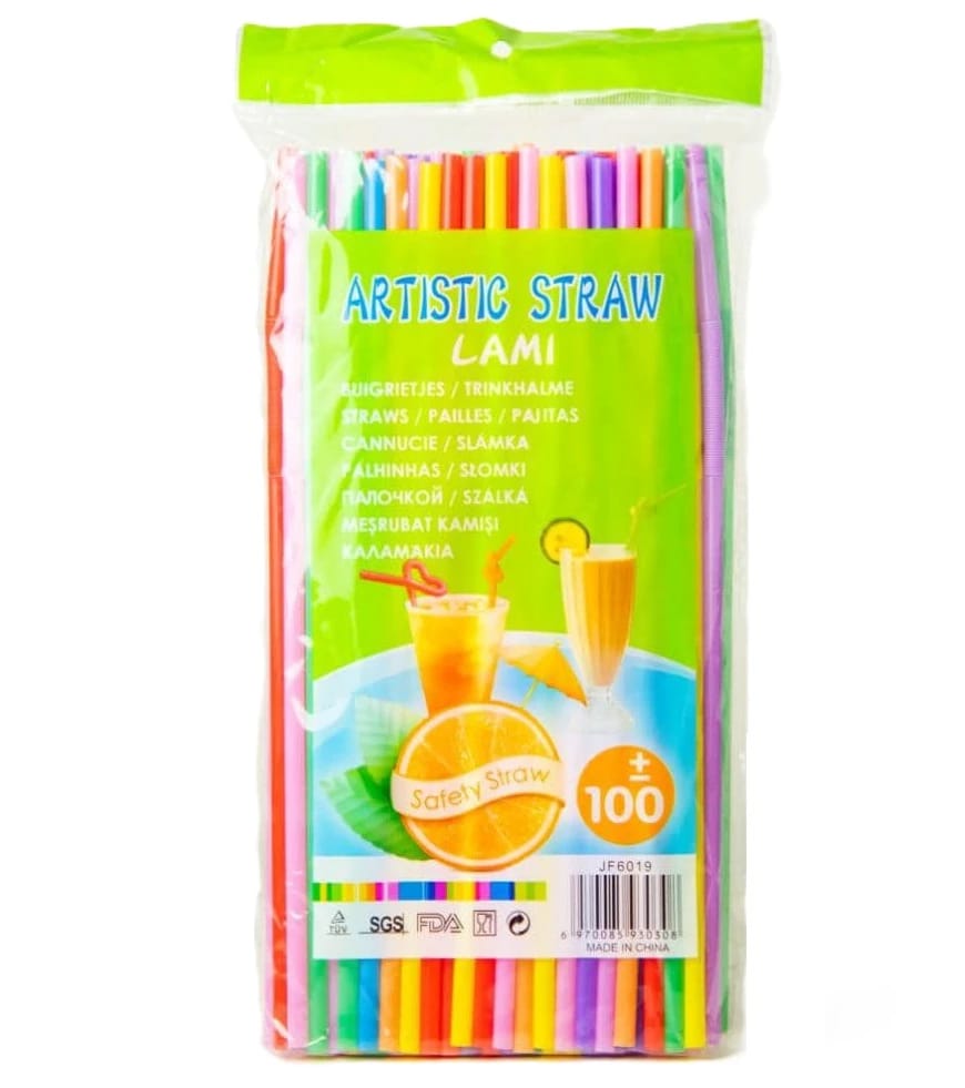 Foldable Plastic Straws Disposable 100 Pcs