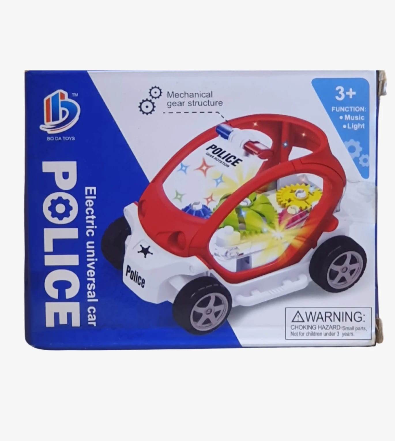 Electric Toy Police Car for Children with Light and Sound - Creative Gear Structure for Imaginative Play by BO DA TOYS