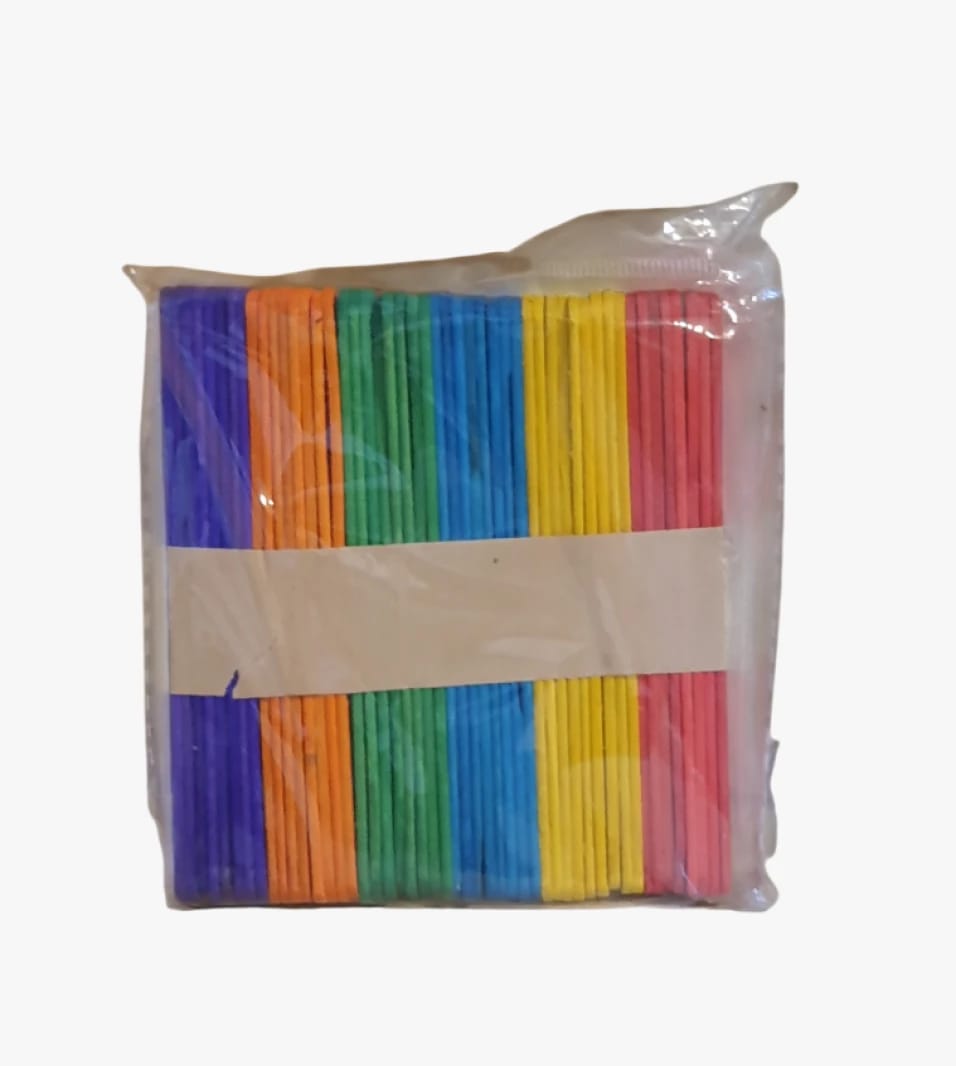 Multi-Color Wooden Sticks Set by Brand for All Arts and Crafts for Kids and Adults