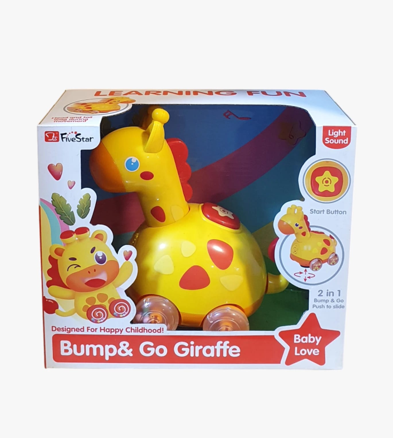 FiveStar Bump & Go Giraffe Toy for Children with Music and Lights, Perfect for Visual and Auditory Interaction Learning