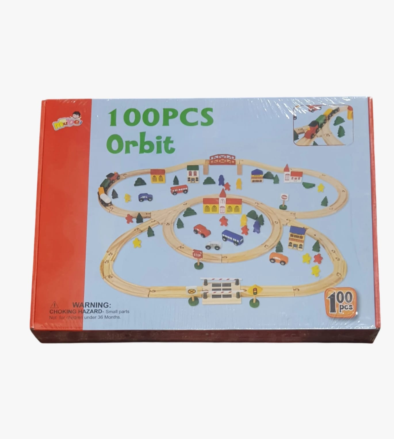 Mubei Orbit Design Wooden Train Track Set for Children, 100-Piece Creative Imaginative Play Set