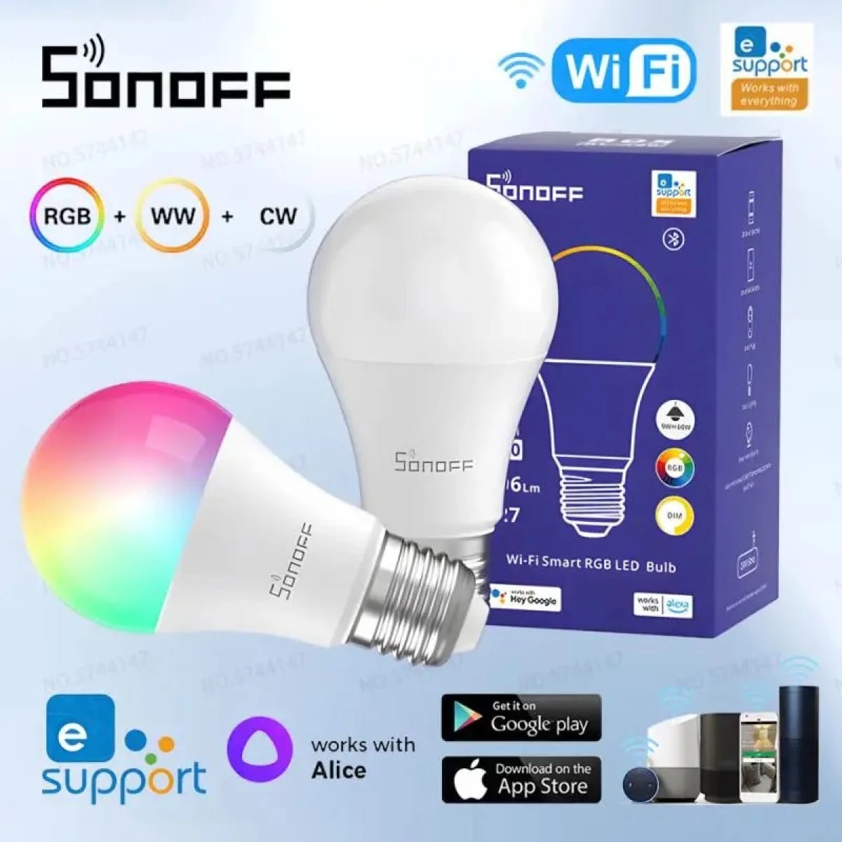 لمبات ليد ذكية واي فاي 9 وات E26/E27 SONOFF B05 قابلة للتعتيم والتحكم عبر تطبيق EweLink وتعمل مع أليكسا وجوجل هوم