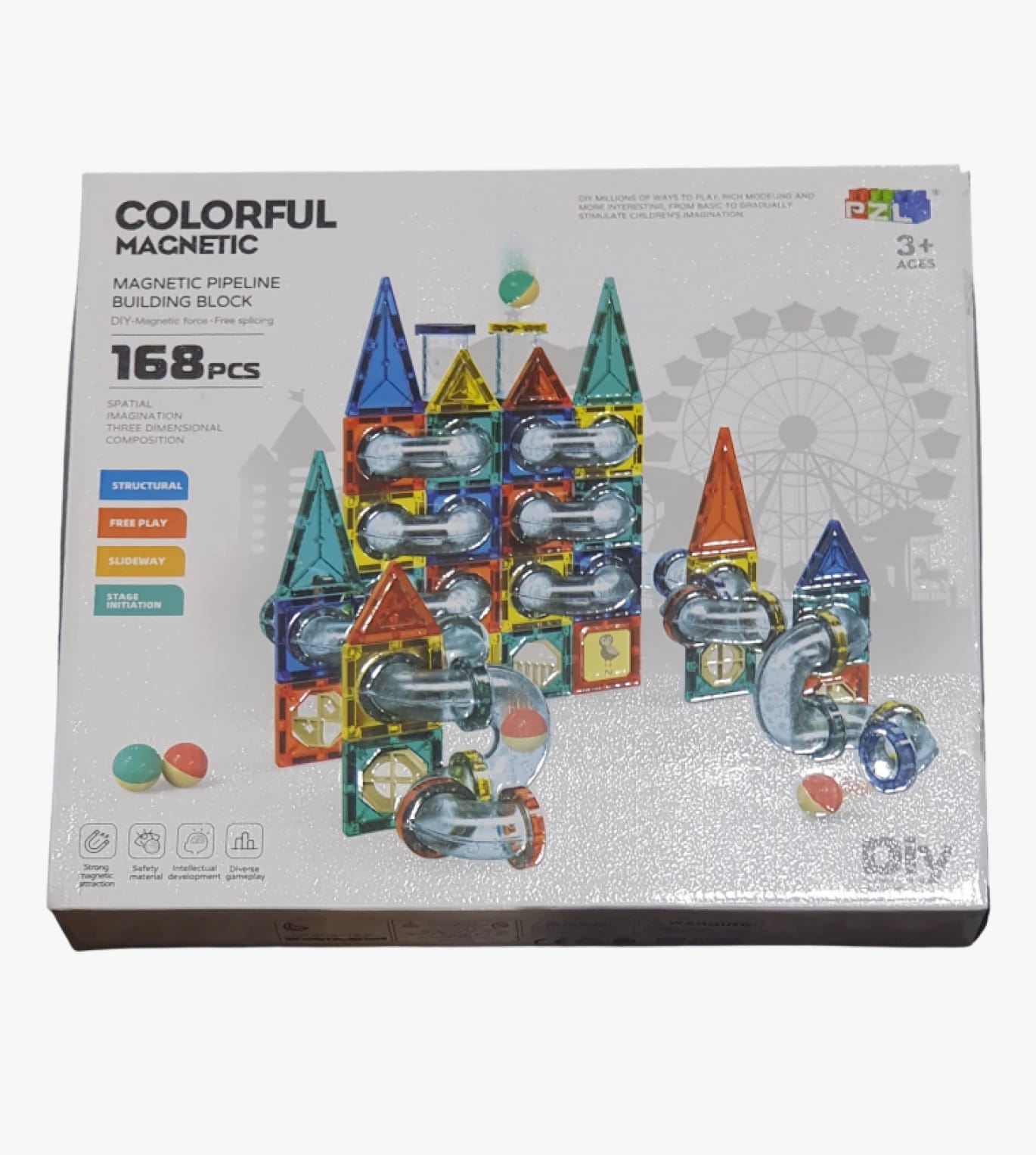 Colorful Magnetic Building Set for Kids - Innovative Design Magnetic Pipeline with Multiple Vivid Pieces