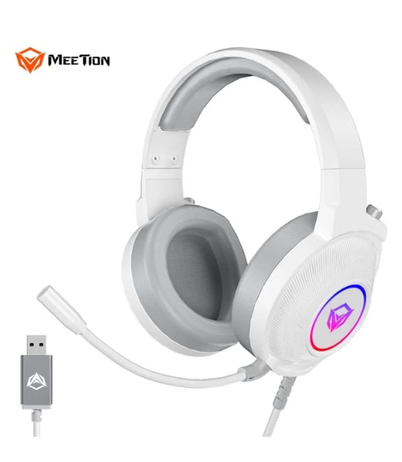 Meetion HP012 RGB 7.1 Virtual Surround Sound Gaming Headset USB - White