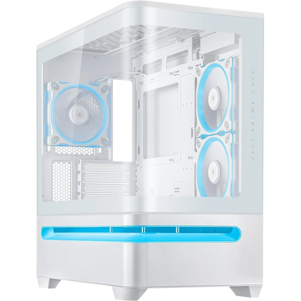 ASUS Prime AP202 ARGB White mATX PC Case with Tempered Curved Glass, Supports GPUs up to 420mm, 360mm Radiators, Easy-Detach Rail, Patented Slot Vent, 3 ARGB Fans