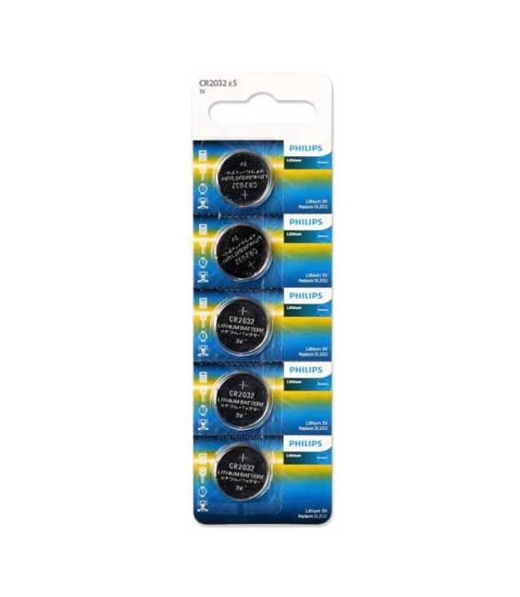 Philips CR2032P5B/97 Lithium 3V Coin Battery Pack of 5