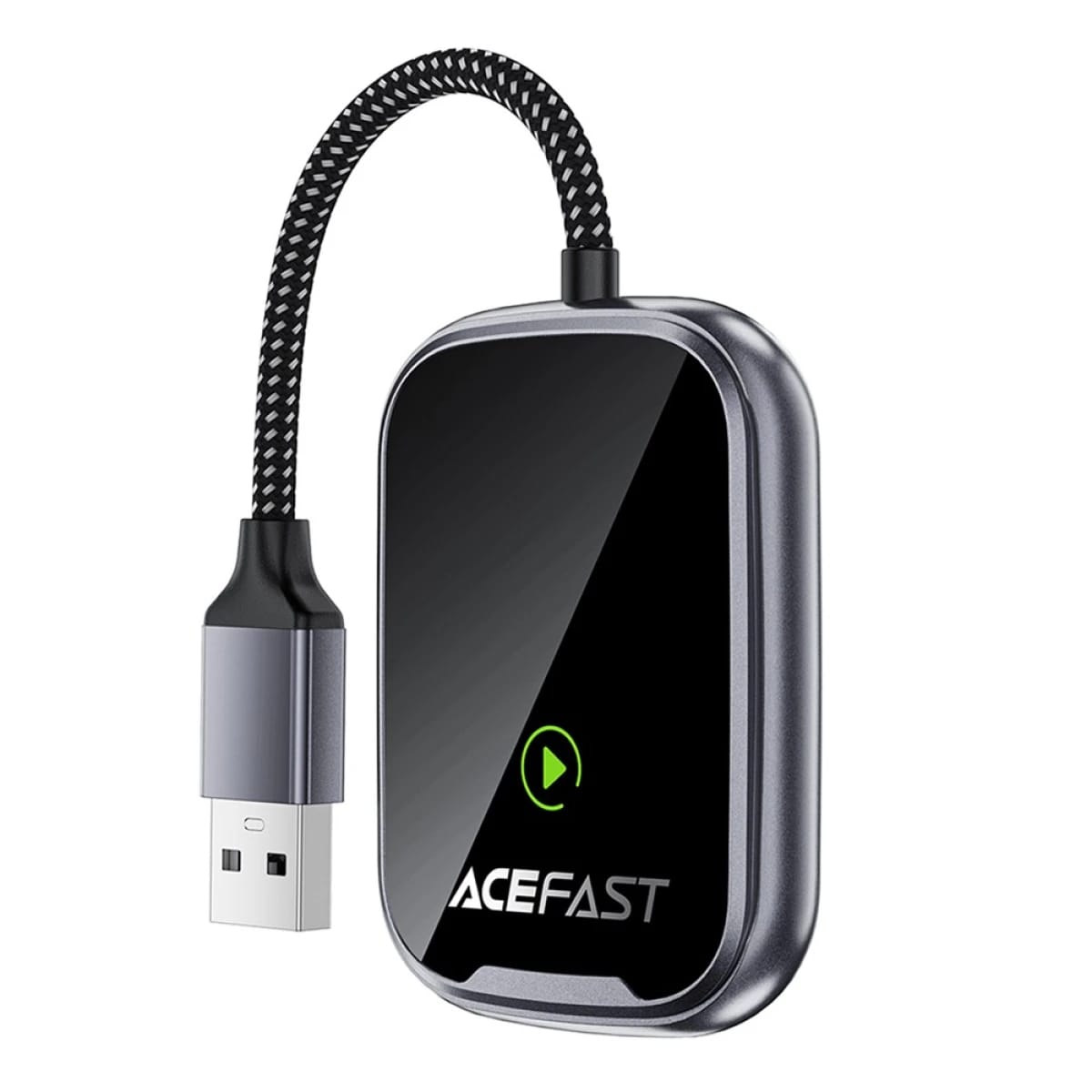 محول ACEFAST QC1 USB-A CarPlay اللاسلكي لأبل CarPlay / Android Auto من سلكي إلى لاسلكي - رمادي معدني