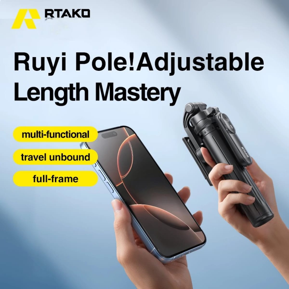 RTAKO M17 Ultra-Portable Selfie Stick 1.7M - Black