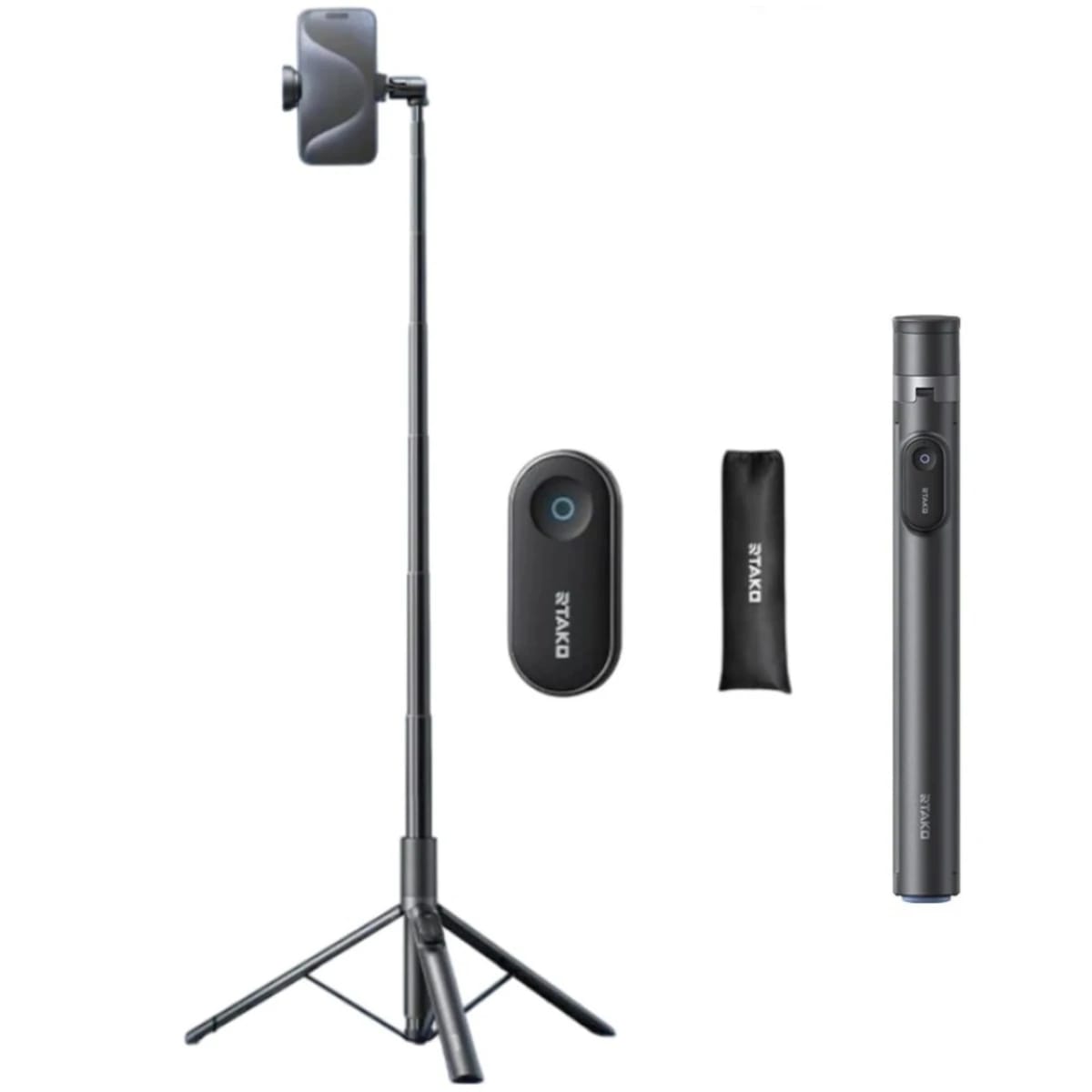 RTAKO RZP001-AB226 Selfie Stick with Tripod and 720° Rotation - Black