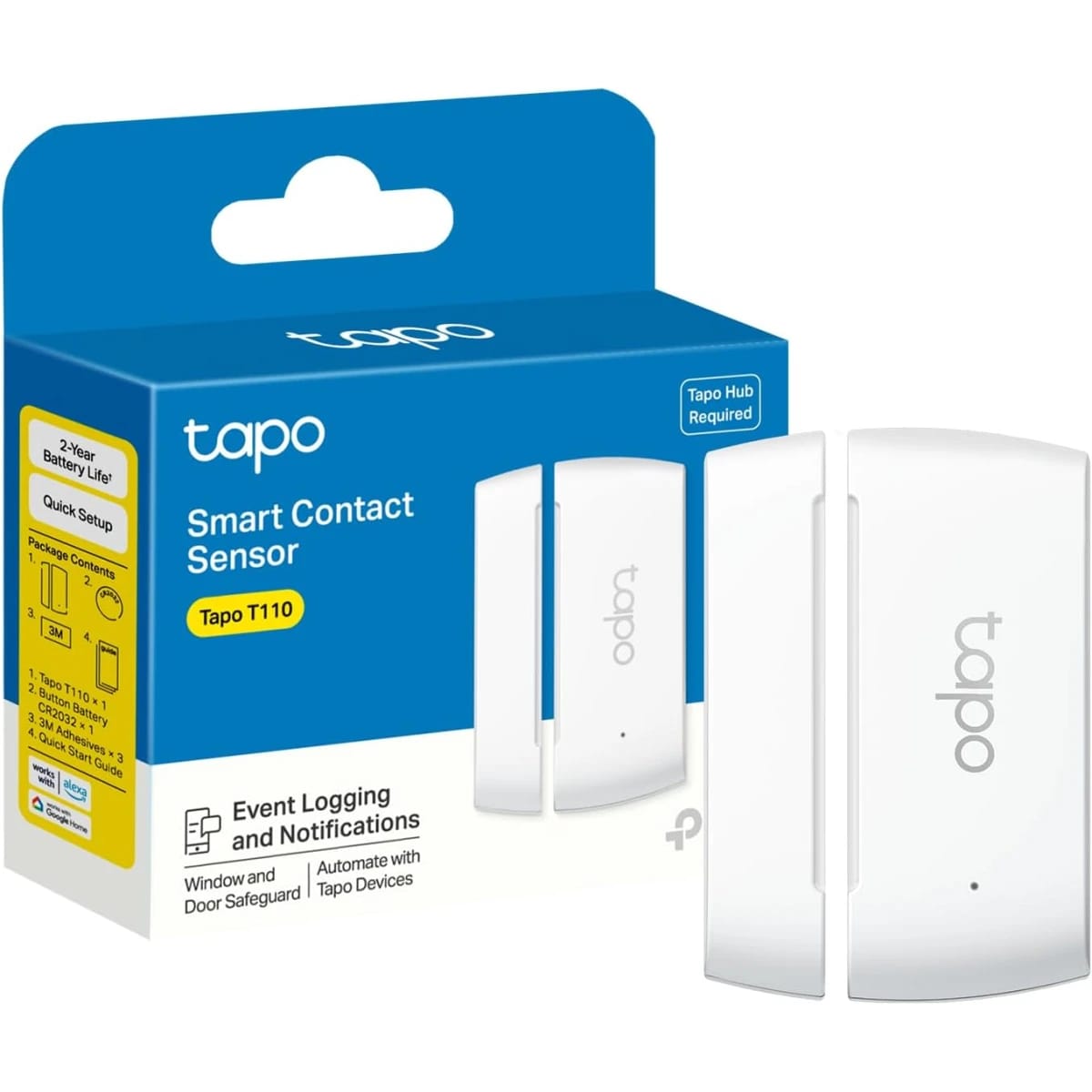 TP-Link Tapo T110 Mini Door Sensor, Requires Tapo Hub, Long Battery Life