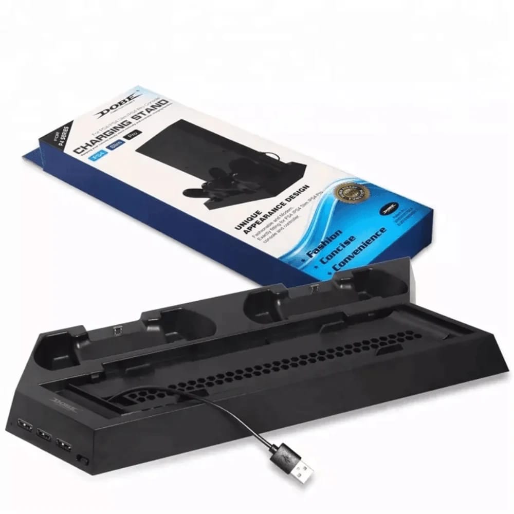 Dobe TP4-023b لوحدة تحكم PS4 Slim حامل عمودي مع مروحة تبريد