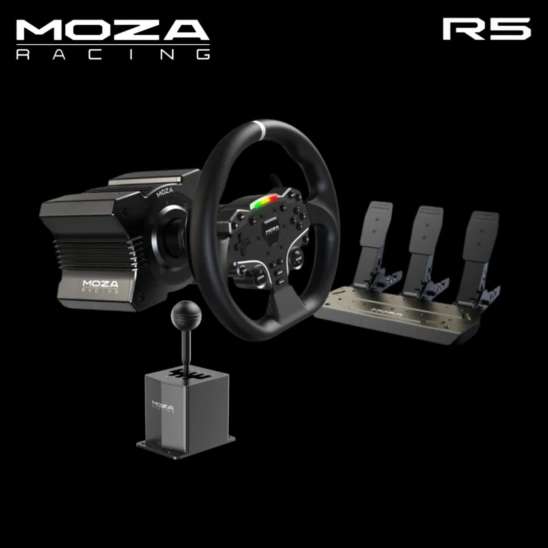 MOZA R5 Wheel and Pedals Kit Racing Simulator with Direct Drive, ES Wheel, SR-P Lite Pedal, and Shifter