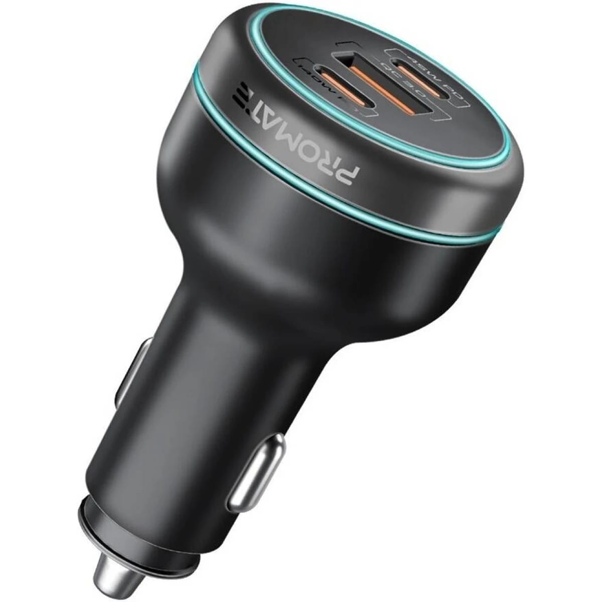 شاحن سيارة بروميت بقدرة 230 واط مع منفذين USB-C ومنفذ USB-A، أسود