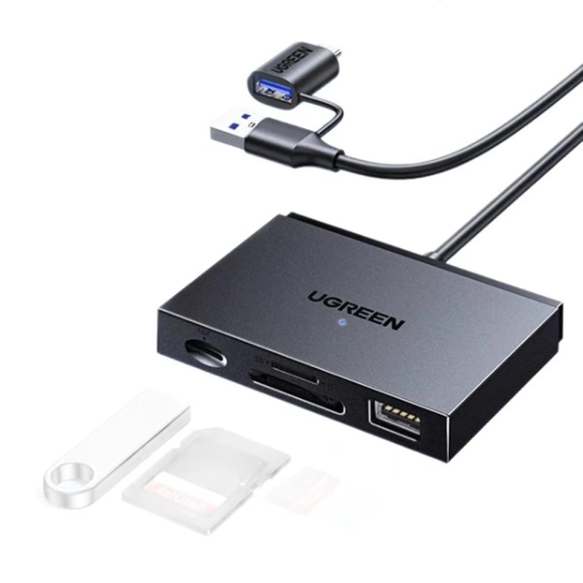 قارئ بطاقات UGREEN 45178 2 في 1 USB A / Type C لأجهزة Apple / هواوي / أندرويد