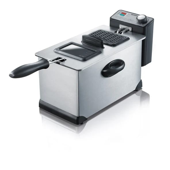 SEVERIN FR 2431 Electric Deep Fryer – 3L Capacity, 2000W Power, Up to 400g, Stainless Steel/Black