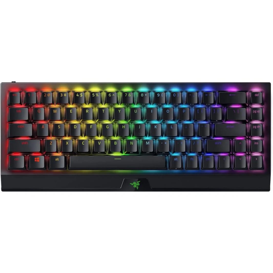 لوحة مفاتيح Razer BlackWidow V3 Mini HyperSpeed اللاسلكية الميكانيكية بنسبة 65% بمفاتيح صفراء وأغطية مفاتيح شفافة تصل إلى 200 ساعة من البطارية