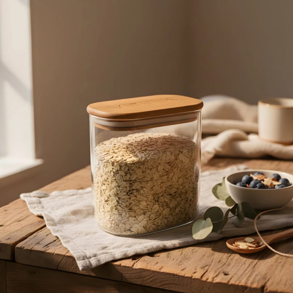 برطمان زجاجي بغطاء خشبي M