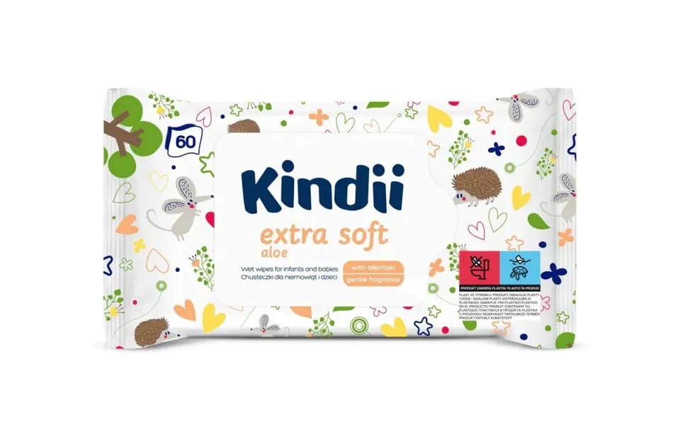 Kindii Extra Soft Aloe Wipes 60 pcs