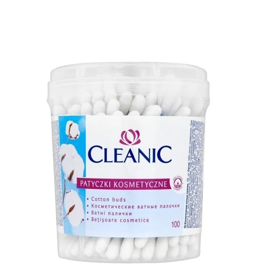 Cotton buds Cleanic 100 pcs round box