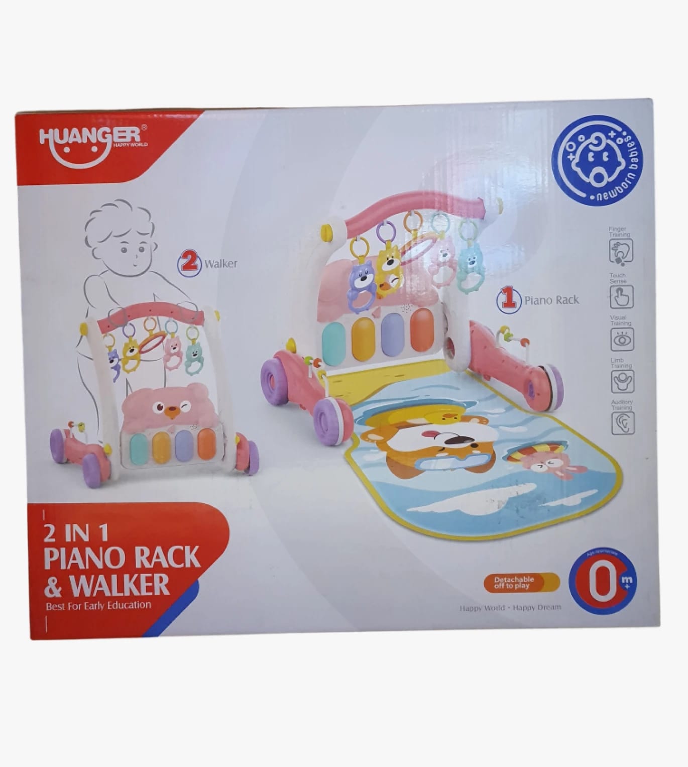 Huanger 2 in 1 Piano Rack and Walker Colorful Design Toy for Babies Educational Play