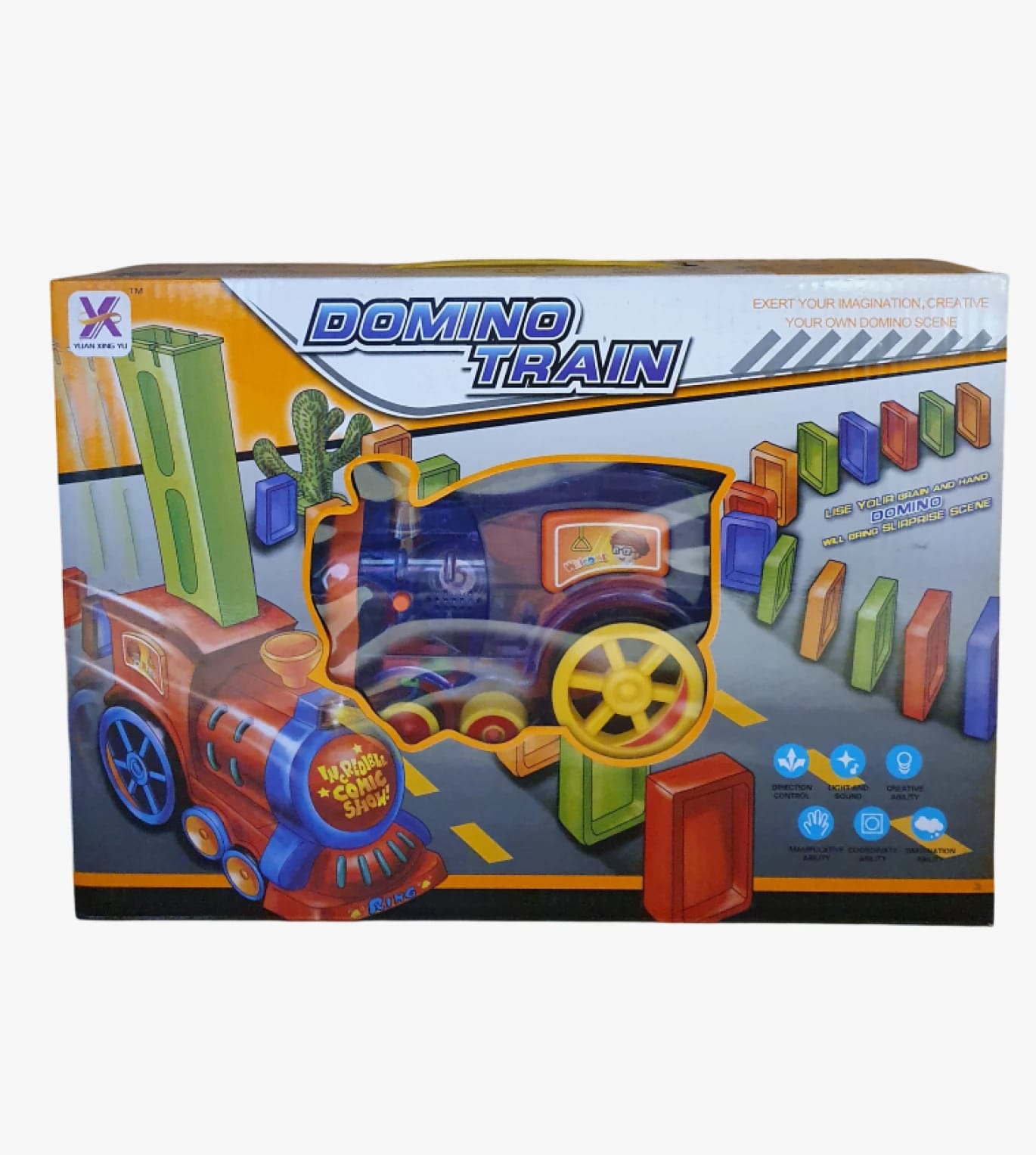 Vibrant Domino Train Interactive Toy for Kids, Enhancing Creative Skills with Illuminated Fun and Logical Analysis Encouragement