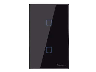 Wi-Fi Touch Wall Switch, 2-Gang, Black, Alexa/Google | Sonoff