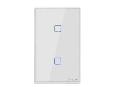 Wi-Fi Touch Wall Switch, 2-Gang, White, Alexa/Google | Sonoff