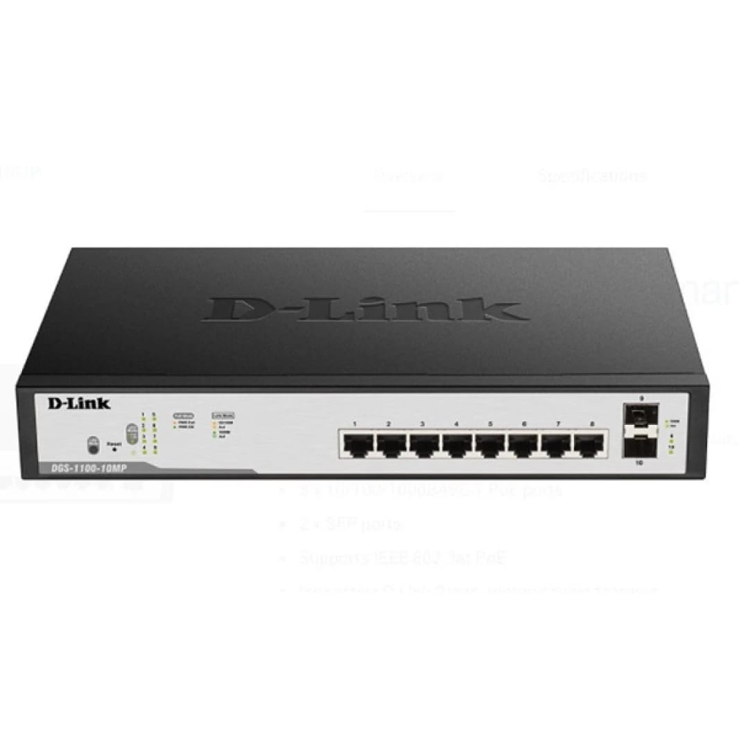 D-Link DGS-F1100-10PS-E Smart Managed Switch – 8-Port Gigabit PoE